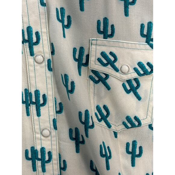 Wrangler Retro Cactus Western Pearl Snap Button Up Long Sleeve Shirt Women Large - Picture 5 of 7